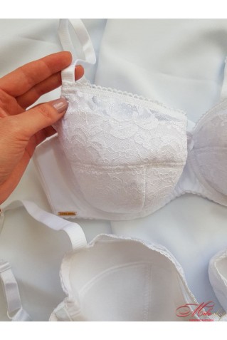 Кружевной бюстгальтер на тонком поролоне Lanny Mode 11730 белый 90D